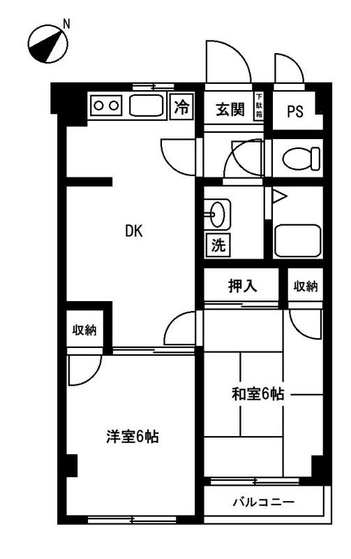 グレースマンションミア(2DK/4階)の間取り写真