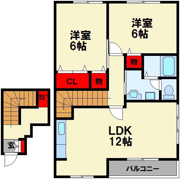 ニューフラットA(2LDK/2階)の間取り写真
