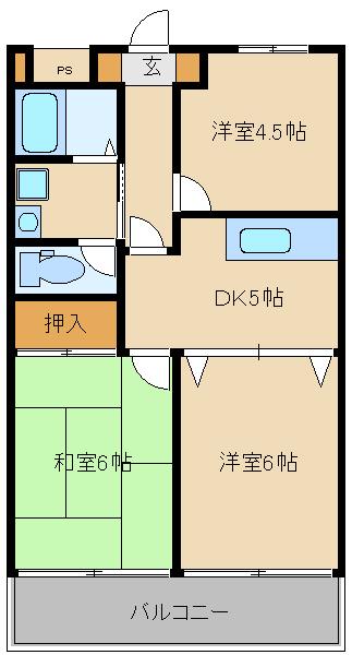 プチメゾンDEN(3DK/2階)の間取り写真