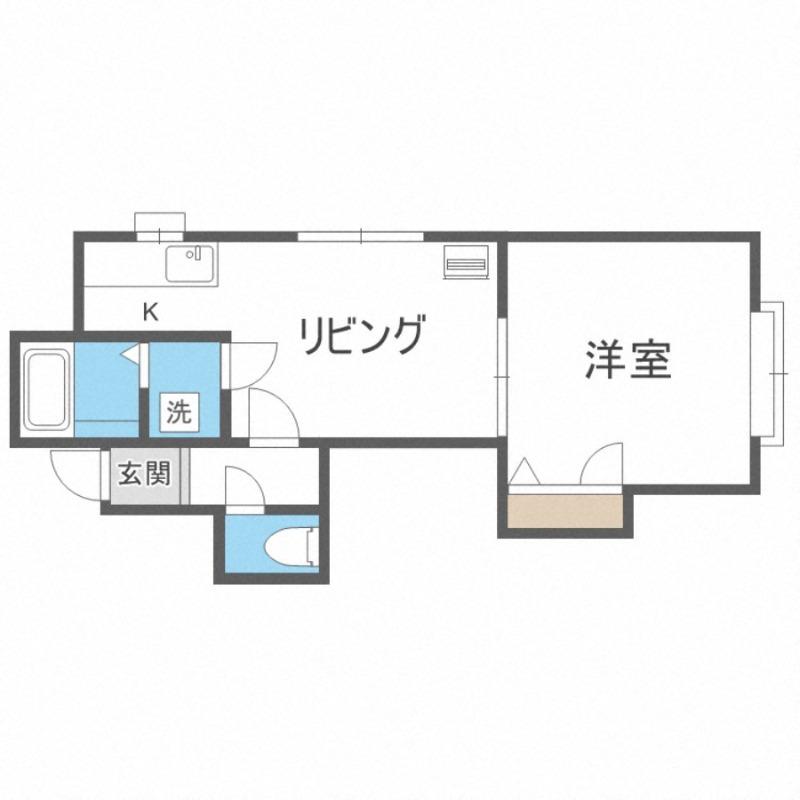 ルーベンス平岸(1DK/1階)の間取り写真