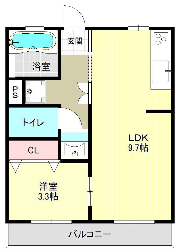 ハイツ土古(1LDK/1階)の間取り写真