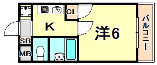中央マンション(1K/1階)の間取り写真
