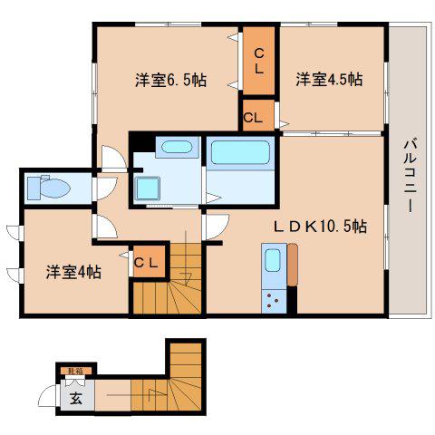 ヴェルドミール・ムツミ(3LDK/2階)の間取り写真