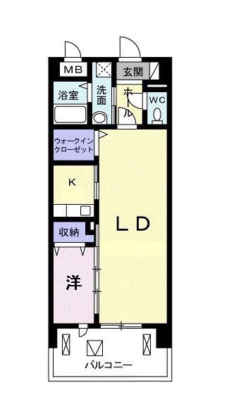 インプレス(1LDK/3階)の間取り写真