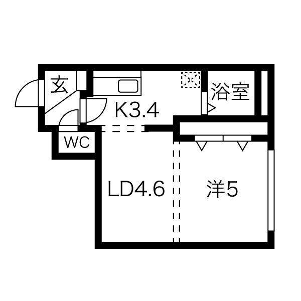 イーワン@アベアパート(1LDK/1階)の間取り写真