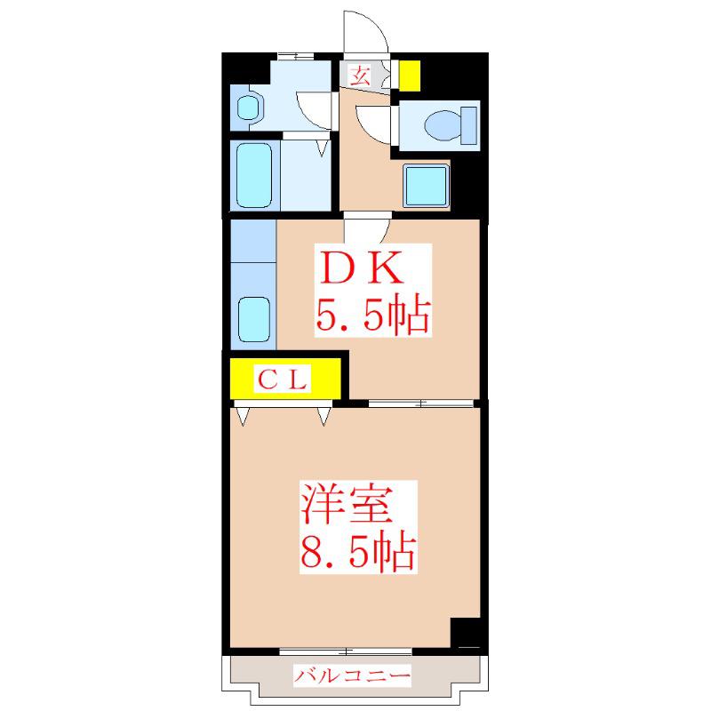 Nビル(1DK/3階)の間取り写真