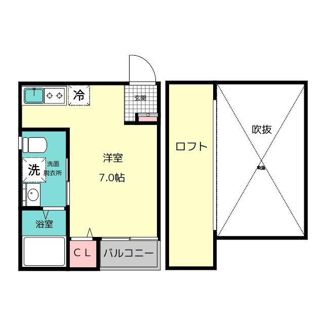 LEA吉塚(1K/2階)の間取り写真