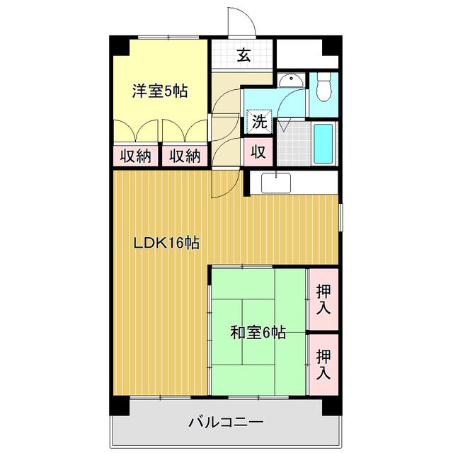 アーバンハイツ上町(2LDK/9階)の間取り写真