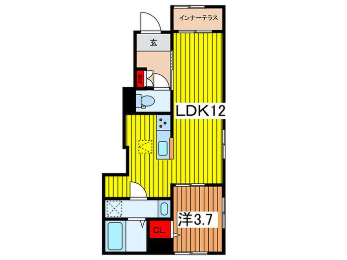 リーブルファイン緑区中野田II(1LDK/1階)の間取り写真