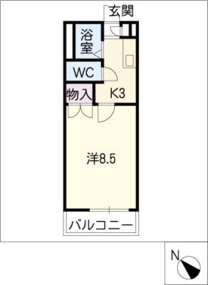 ヘーベルメゾン旭(1K/2階)の間取り写真