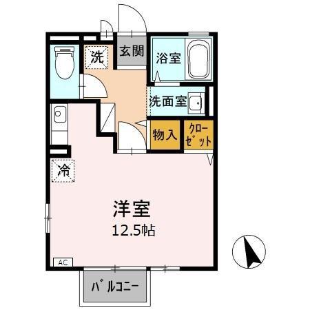 エフハウス桑間(ワンルーム/2階)の間取り写真