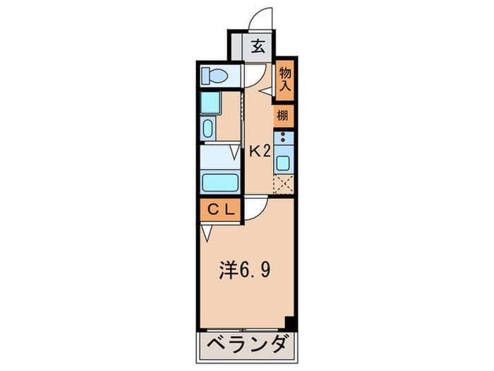 BELLEVUE武庫川(1K/5階)の間取り写真