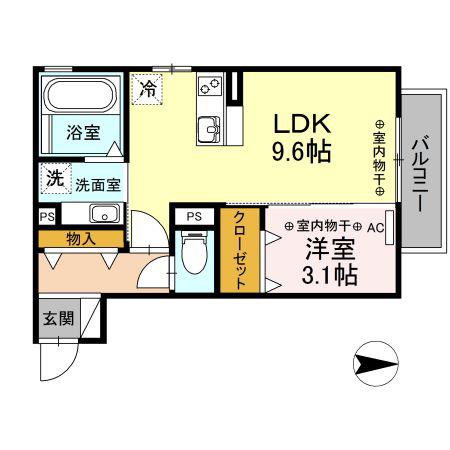 セレーネライツ(1LDK/3階)の間取り写真