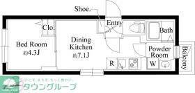 エルファーロ用賀II(1DK/2階)の間取り写真