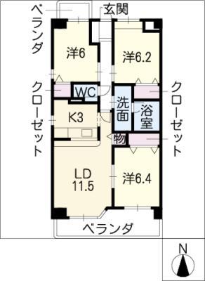 ANNIVERSARY TEIKOKU(3LDK/1階)の間取り写真