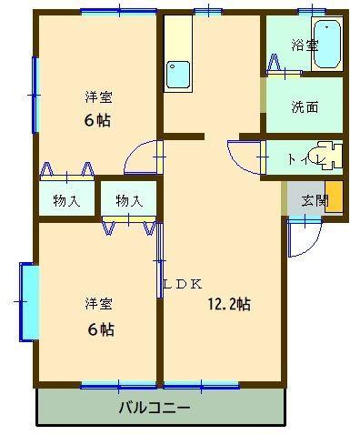 アルペンヒル D(2LDK/1階)の間取り写真
