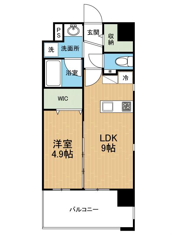 フェリーチェ九品寺(1LDK/2階)の間取り写真