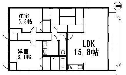 サザンコースト(3LDK/3階)の間取り写真