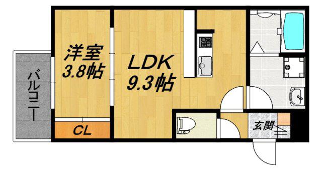 LE COCON 岩倉VI(1LDK/2階)の間取り写真