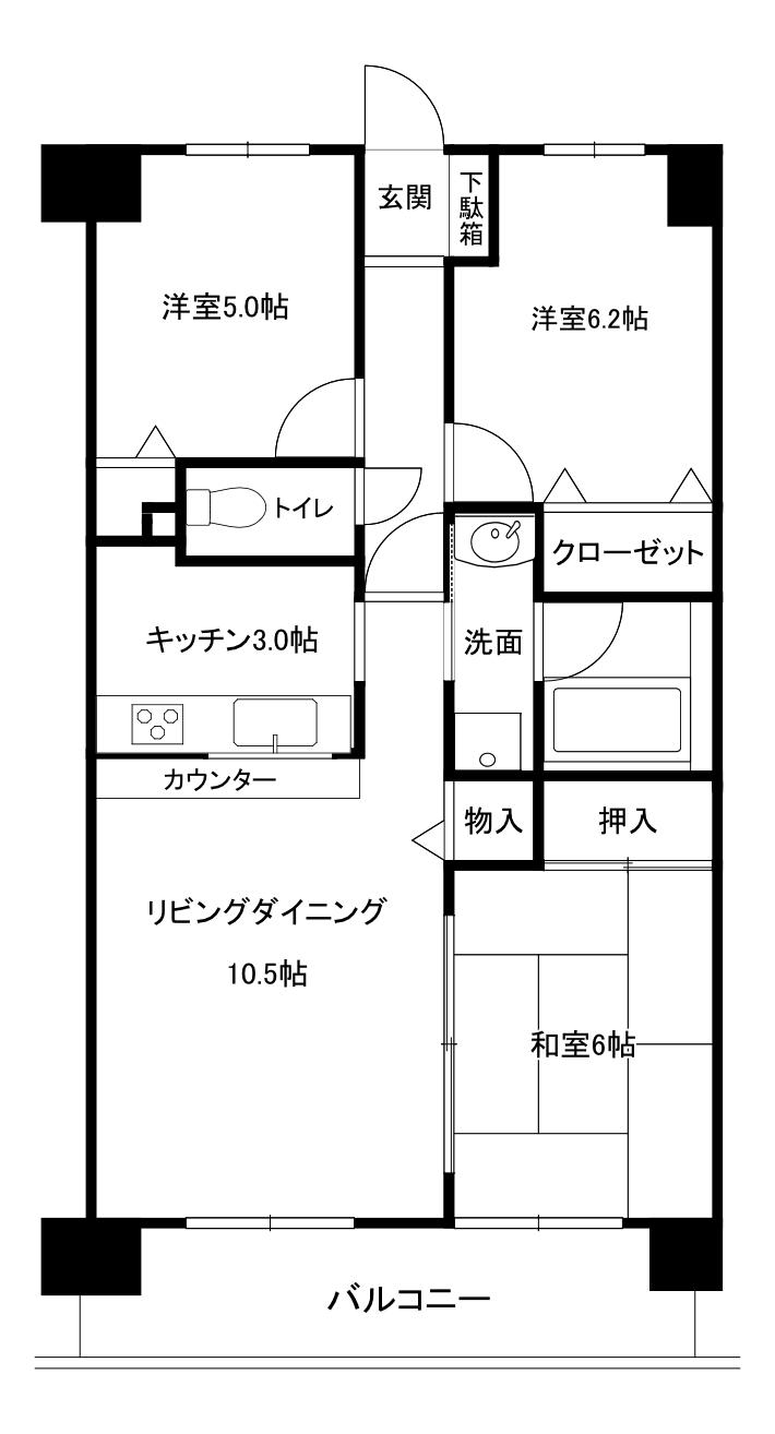 ベルヴィラ牛久(3LDK/11階)の間取り写真