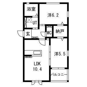 ライラックハイム(2LDK/1階)の間取り写真