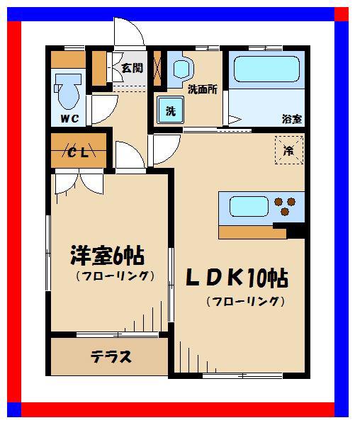 ホワイトカーラント(1LDK/2階)の間取り写真