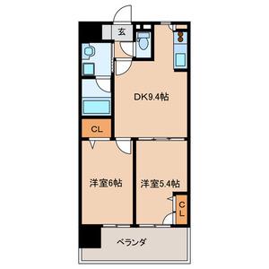 アジリア博多イースト(2DK/4階)の間取り写真