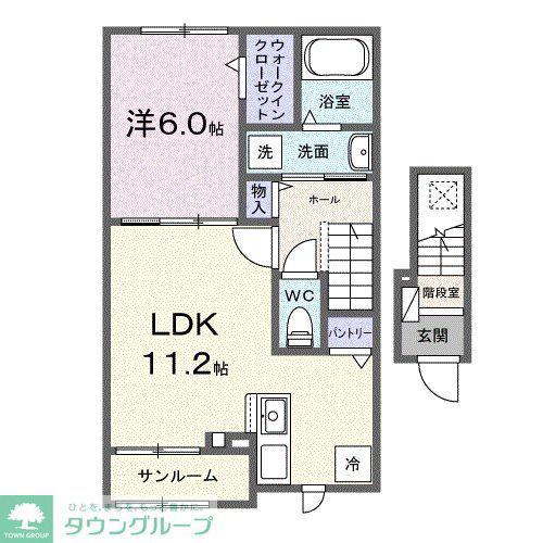 プレンディー(1LDK/2階)の間取り写真