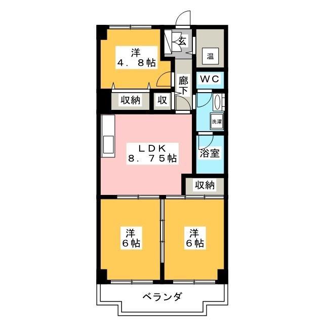 ファインライフ新所沢(3DK/1階)の間取り写真