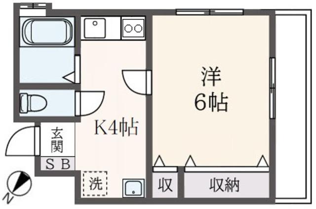 青木ビル(1K/2階)の間取り写真