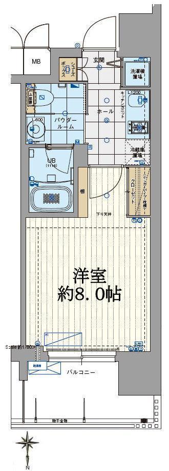 エスライズ北堀江スワン(1K/6階)の間取り写真