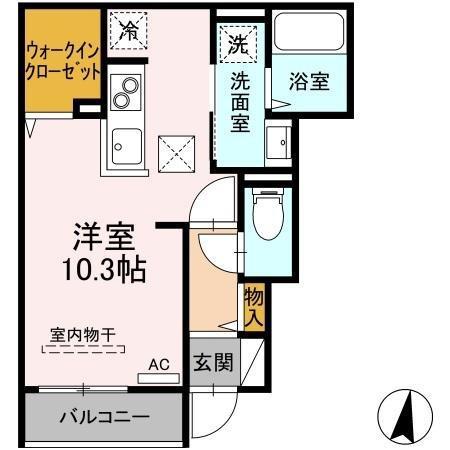 ヴェルスクエア(ワンルーム/1階)の間取り写真