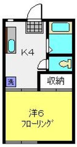 パームコート(1K/2階)の間取り写真