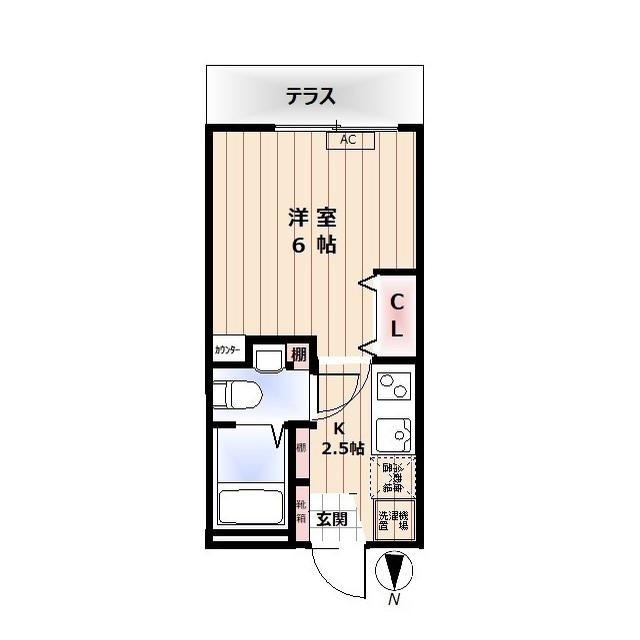 バーデンハイツ(1K/1階)の間取り写真