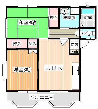 ラフォーレ結城(2LDK/1階)の間取り写真