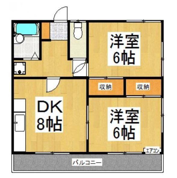 サンロードハイム3号館(2DK/2階)の間取り写真