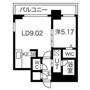 コローレ知事公館前(1LDK/2階)の間取り写真