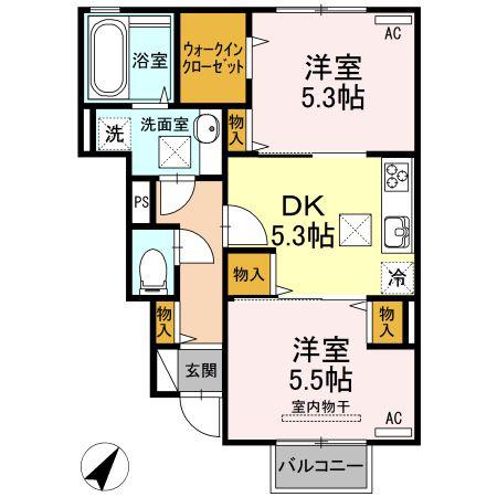 スパークル(2DK/1階)の間取り写真