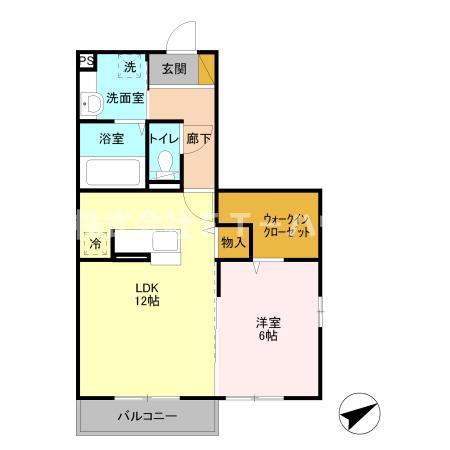 プランドール・ベルテ(1LDK/2階)の間取り写真