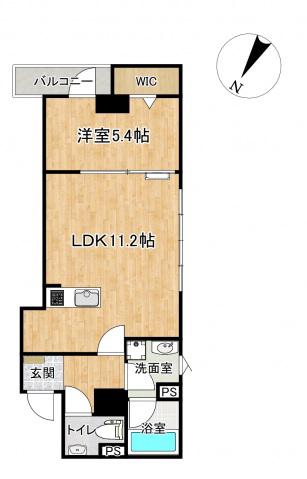 グランドブルー谷郷I(1LDK/4階)の間取り写真