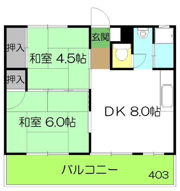コーポ石立(2DK/4階)の間取り写真