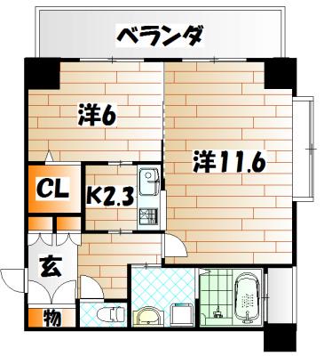 アイランドコート別院(2K/8階)の間取り写真