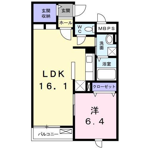 グラン ヴィオレII(1LDK/1階)の間取り写真
