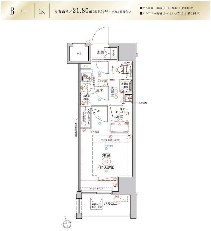LEA川崎参番館(1K/7階)の間取り写真