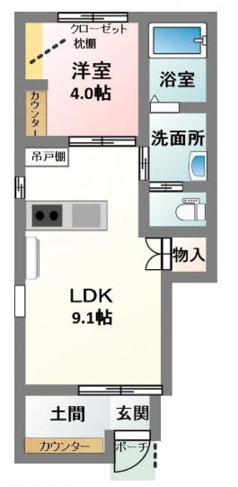 グリフィンドール(1LDK/1階)の間取り写真