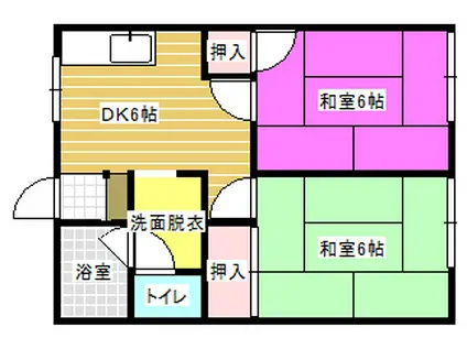 メイプルタウンかつき(2DK/2階)の間取り写真