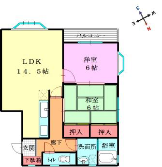 アルテコート(2LDK/1階)の間取り写真