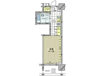 カスタリア麻布十番七面坂(ワンルーム/2階)の間取り写真