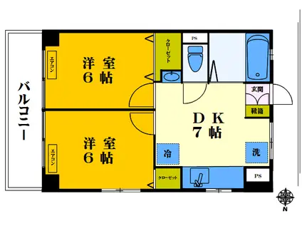 三信マンション(2DK/10階)の間取り写真