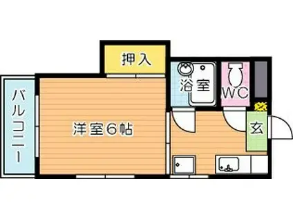 シャトレ永犬丸(1K/2階)の間取り写真